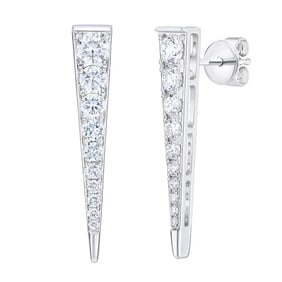 Round Brilliant 1.00 ctw VS2 Clarity, I Color Diamond 14kt White Gold Tapered Stick Earrings