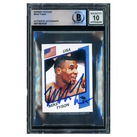 Mike Tyson Autographed 1986 Panini Supersport Reprint Rookie Retro Card #153 - Beckett Authenticated