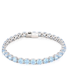 Swarovski - Blue Rhodium Plated Round Cut Matrix Tennis Bracelet, Size Medium