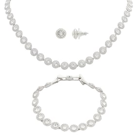 Swarovski - Ladies Angelic White Rhodium Plated Round Cut Set