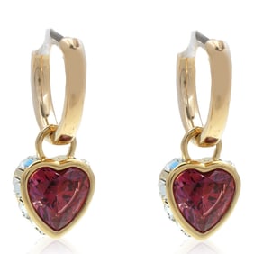 Swarovski - Chroma Pierced Earrings Mini Hoop Drop Heart Gold Shiny Red
