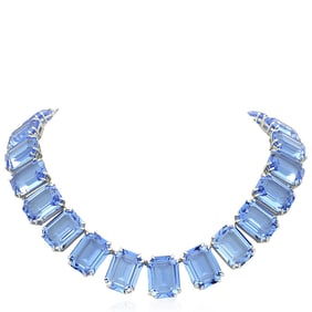 Swarovski - Rhodium Plated Blue Millenia Necklace