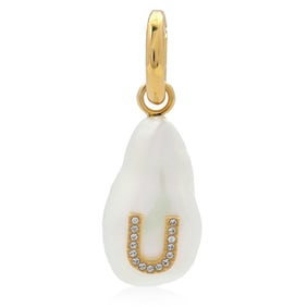 Burberry - Ladies Lg / Mother Of Pearl Alphabet Letter U Charm