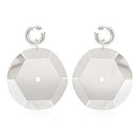 Burberry - Open Box - Ladies Silver Palladium-Plated Paillette Hoop Earrings