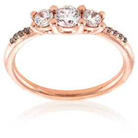 Pandora - Rose Gold Clear Three-stone Ring, Brand Size 54