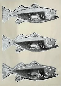 Andy Warhol - Triple Fish Screenprint on wallpaper After