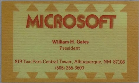 BILL GATES MICROSOFT BUSINESS CARD