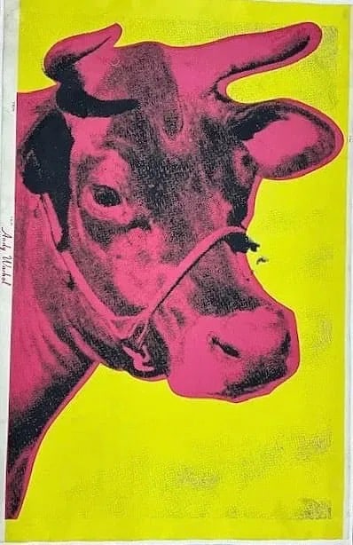Andy Warhol Pink Cow Wallpaper, After: Warhol Wallpaper Measures 29.5 X 45 Inches, linen backed, After Warhol