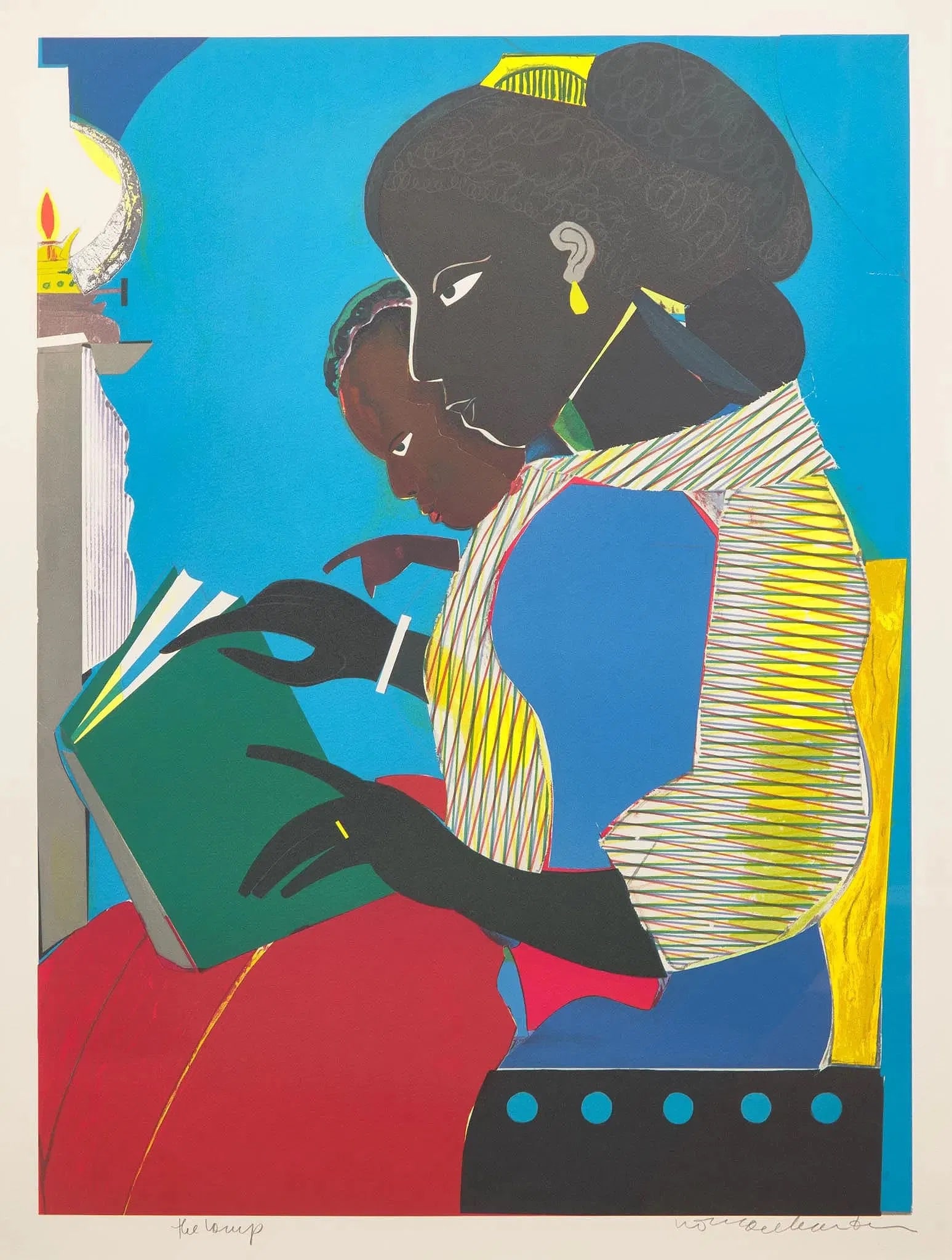 Romare Bearden (American, 1911-1988), The Lamp offset print, After: The Lamp,1984, printed signature, measures 33 x 26 inches, After Bearden