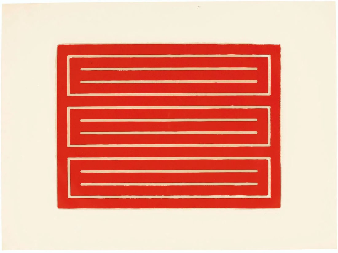 Donald Judd (American, 1928-1994) Untitled, After: Print on woven paper. Measures: 21 1/2 x 29 1/2 inches, unsigned, After Judd