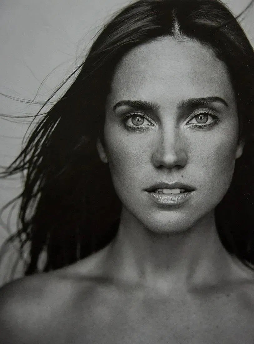 Mark Abrahams (American, b. 1958) Print Jennifer Connelly: Printed in 2001, Italy. 8.60 x 11.50 inches, mounted to foam board