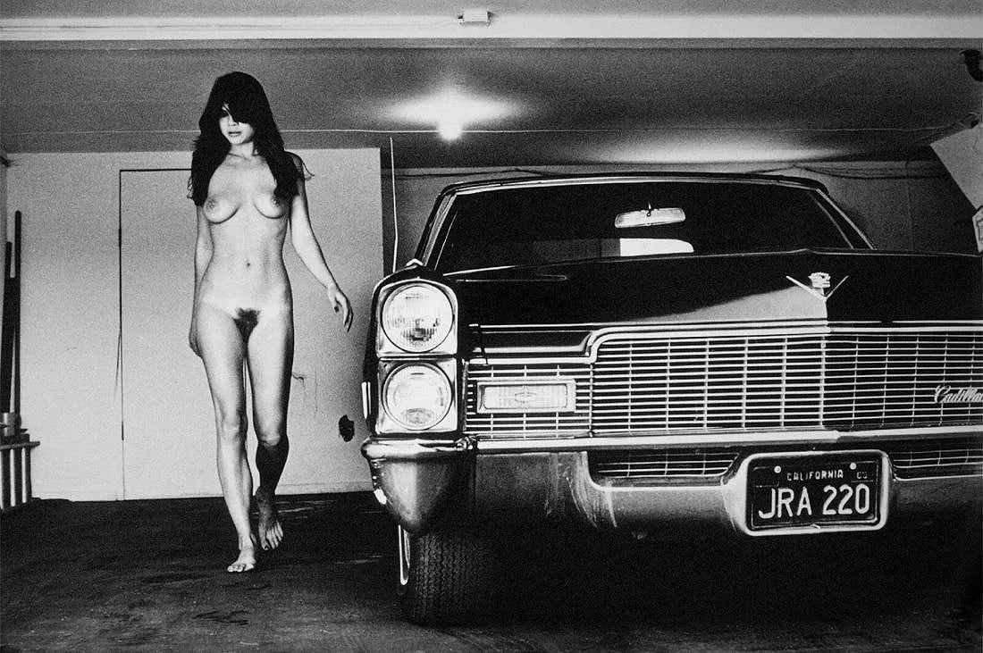 Helmut Newton "Cadillac Hollywood, 1976" photo print: Measures 16 x 20 inches, mounted to foam board