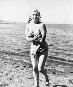 Photograph of Marilyn Monroe on the beach