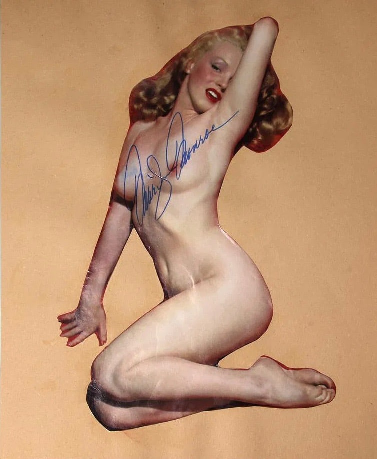 MARILYN MONROE MAGAZINE COLOR PHOTOGRAPH: Measures 10 x 8 inches, photo print on glossy paper, mounted to foam board, printed signature