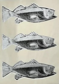 Andy Warhol - Triple Fish Screenprint on wallpaper After