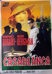 CASABLANCA MOVIE POSTER LINEN BACKED Humphrey Bogart