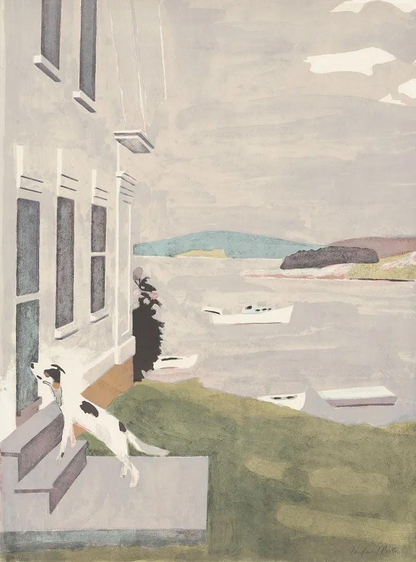 Fairfield Porter - The Dog at The Door: Fairfield Porter - The Dog at The Door. Print in colors on woven paper, Measures: 30 x 22 inches. Unsigned, not signed and numbered