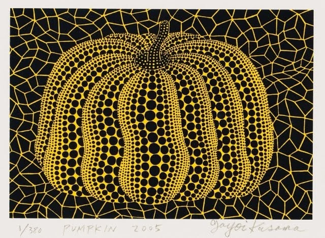 YAYOI KUSAMA (B. 1929) Pumpkin: YAYOI KUSAMA (B. 1929) Pumpkin. Print in colors, on Arches paper, 2005, signed, titled ,dated and numbered 1/380 in the plate, with full margins, in good condition, measures approx 8.25 x 10.5 inches