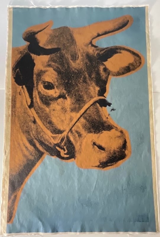 Andy Warhol, Cow Wallpaper Whitney Museum: Print in colors on wallpaper, Measures 44 x 28 5/8 inches, work is from the unknown edition , linen backed