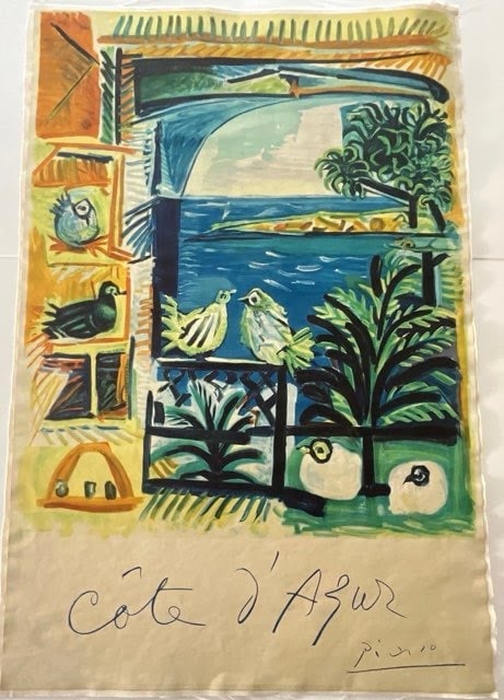 PABLO PICASSO (1881-1973). CÔTE D'AZUR. 1962: PABLO PICASSO (1881-1973) CÔTE D'AZUR. 1962. 39 x 26 inches, Mourlot, Paris, linen mounted, staining, foxing, creases