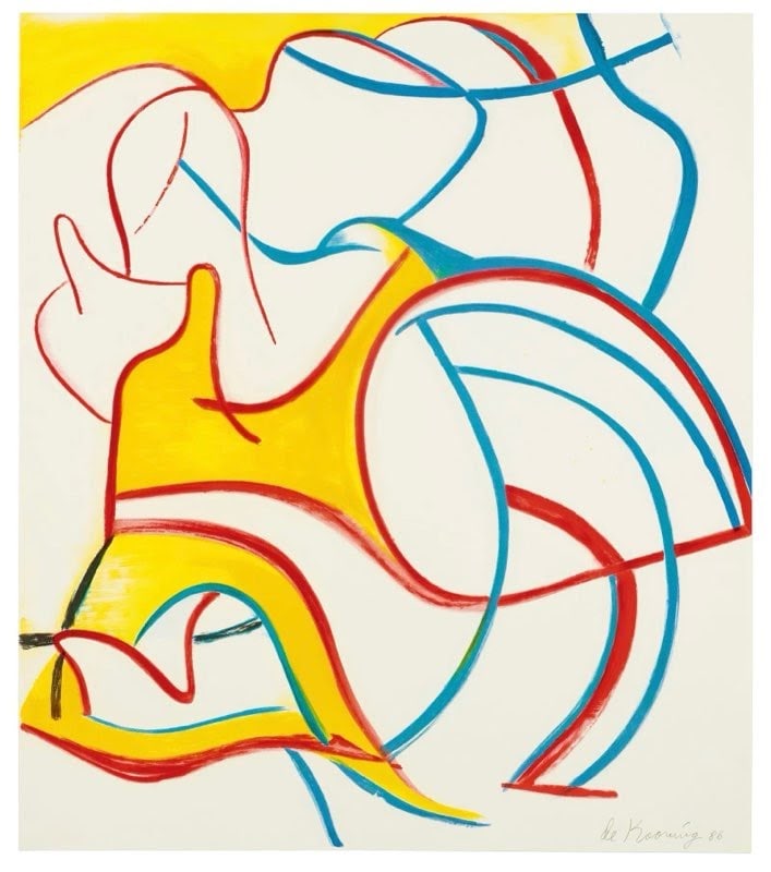 Willem de Kooning (American, 1904-1997) print in colors: Artist: Willem de Kooning (American, 1904-1997). Print in colors. Measures: 28 x 24 inches. Signed in the plate