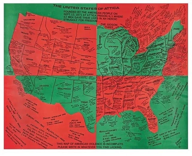 Faith Ringgold United States of Attica Offset lithograph: Faith Ringgold United States of Attica Offset lithograph , wove paper,Date: 1971-1972, measures approx 22 x 28 inches