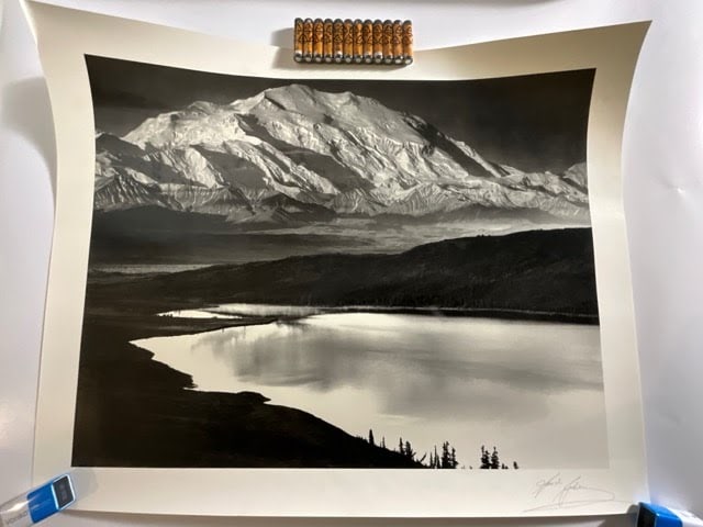 Mount McKinley and Wonder Lake, Ansel Adams - 1947 pencil signed: Measures 22 x 17.5 inches, pencil signed lower right