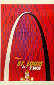 Fly TWA St. Louis, David Klein Travel Poster