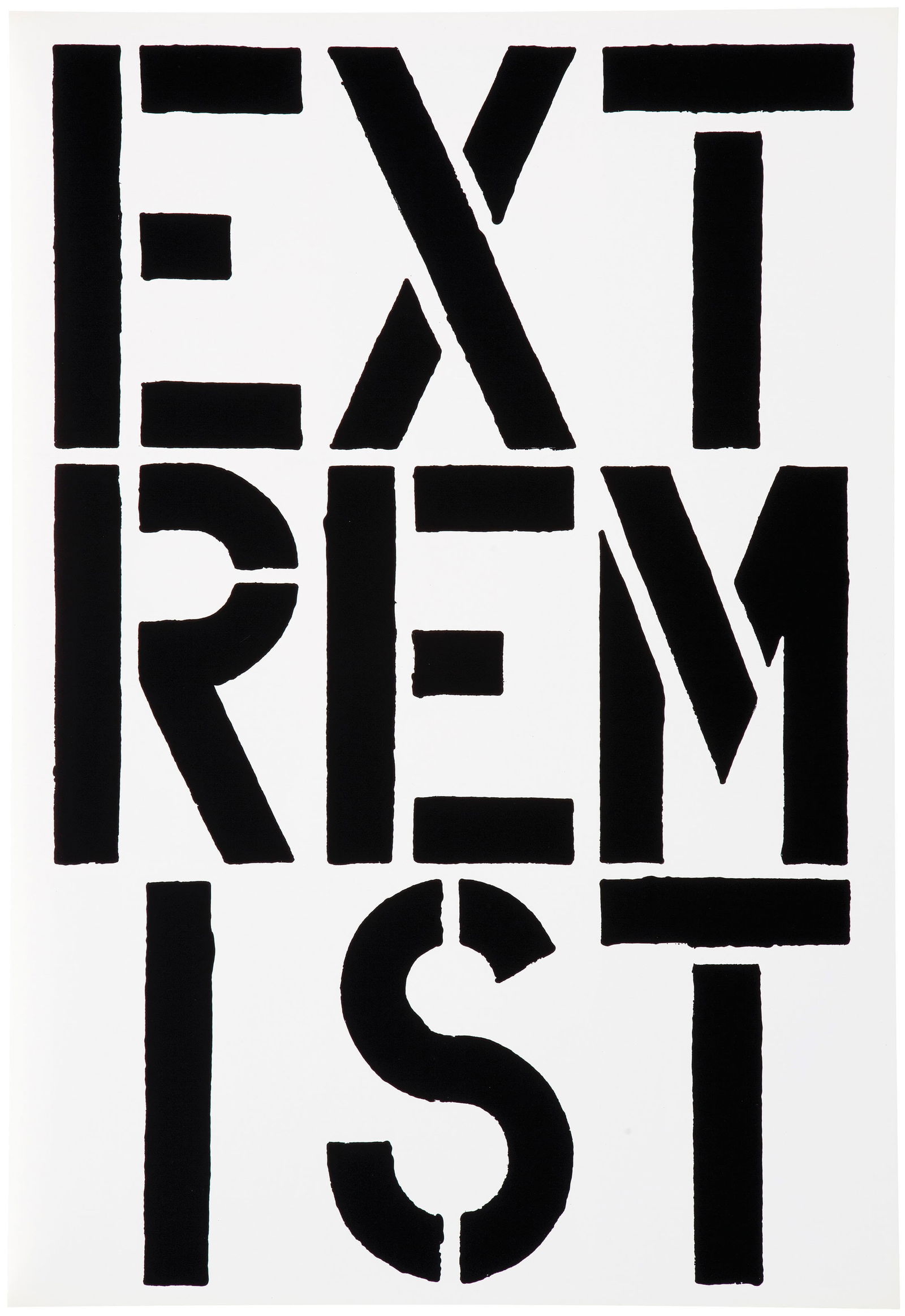 Christopher Wool - Extremist, 1989 - Offset Lithograph: CHRISTOPHER WOOL (B. 1955), Extremist, 1989, Offset Lithograph, 23 x 16 inches, after wool