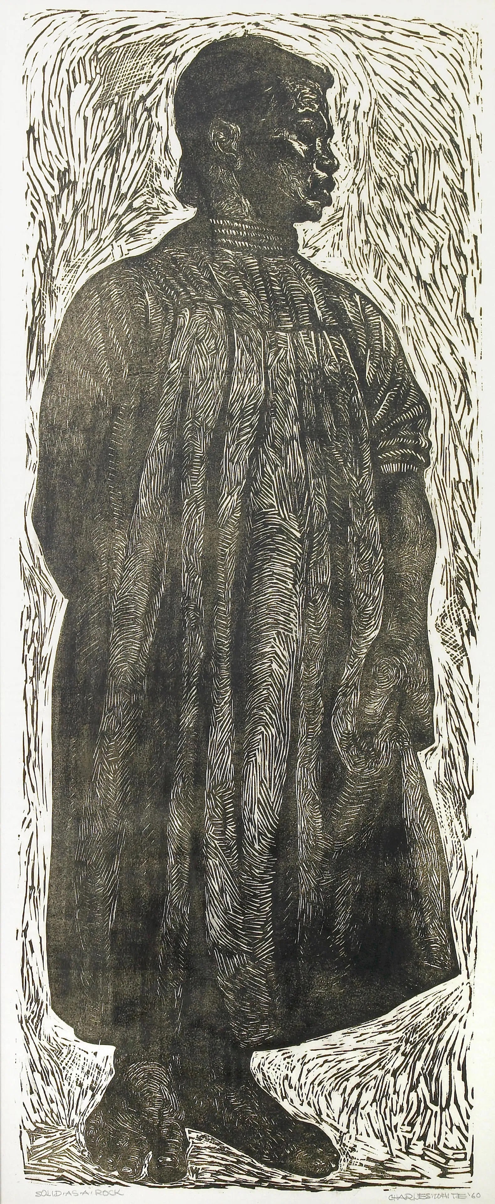 Charles White SOLID AS A ROCK Lithograph: Charles White.SOLID AS A ROCK. Lithograph , 1958, signed in the plate, printed later,Measures approx 38.5 x 17 inches, after white