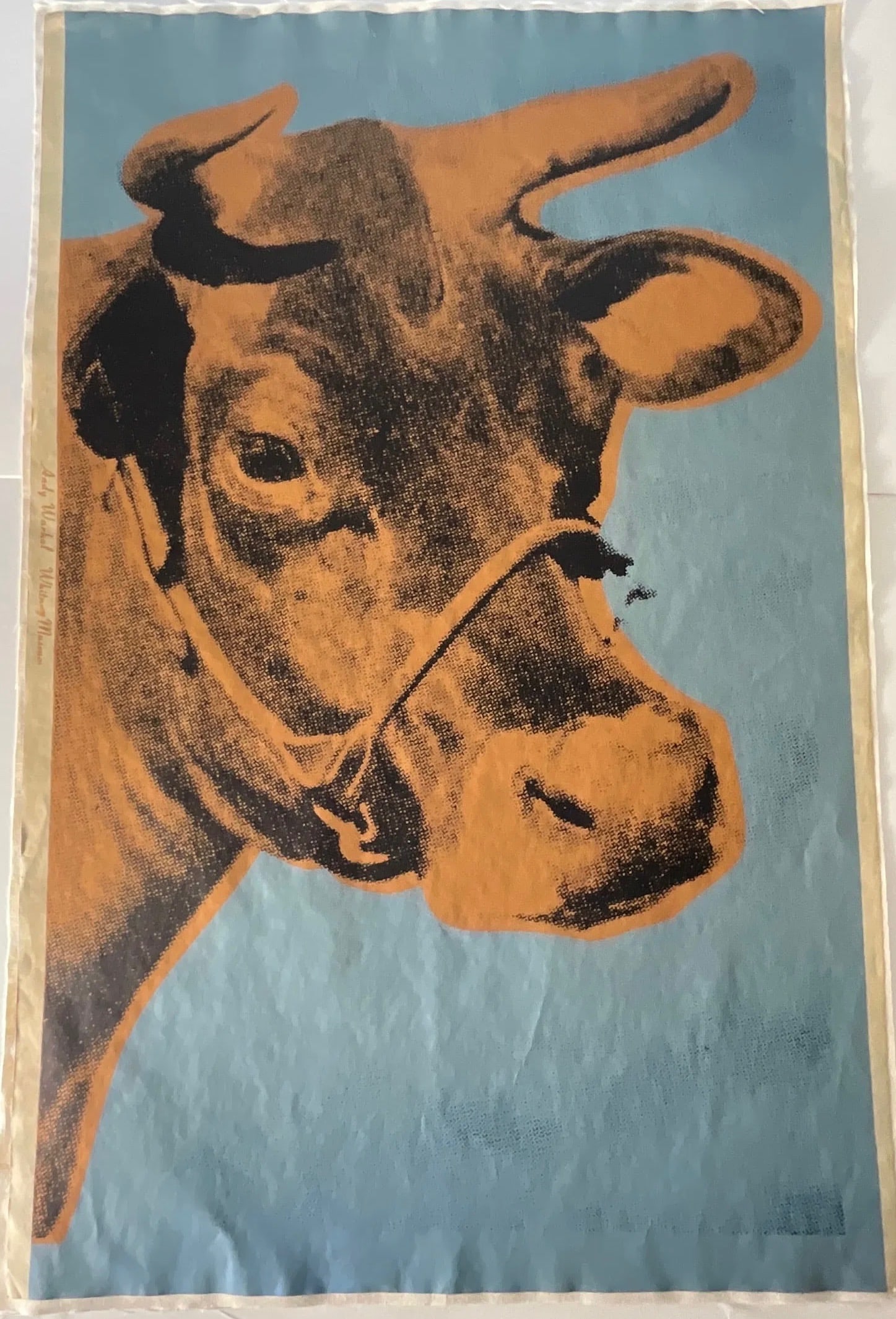 Andy Warhol, Cow Wallpaper Whitney Museum: Print in colors on wallpaper, Measures 44 x 28 inches, work is from the unknown edition , linen backed