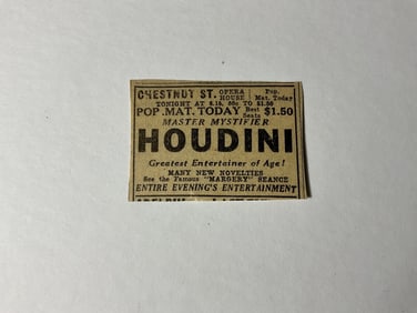 Original Houdini Advertisement 1926 Newspaper