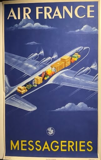 Air France Travel Poster: Measures 39 3/4 x 23 3/4 inches , unknown print date and edition