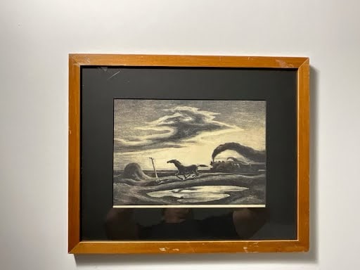 THOMAS HART BENTON (1889-1975) The Race: Sight 13 3/4 x 9 3/4 inches, framed 21 3/4 x 17 3/4 inches, signed bottom right, not examined out of frame