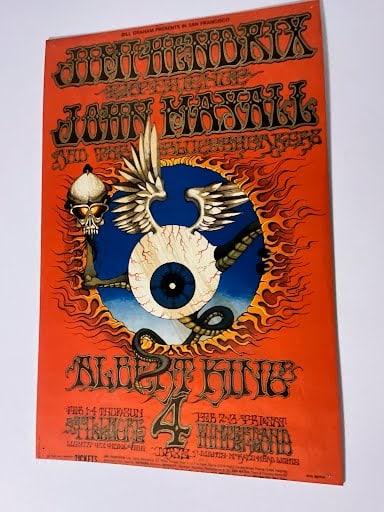 Jimi Hendrix and John Mayall Fillmore Auditorium poster (1 of 2)