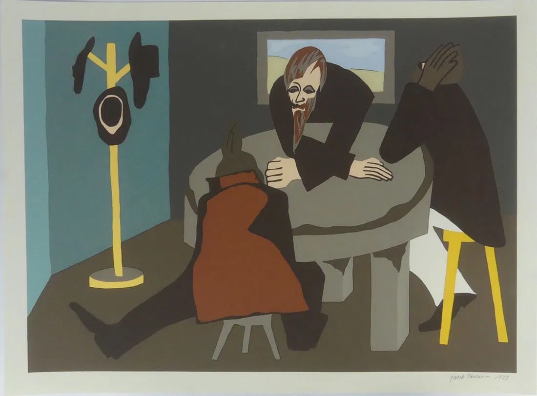 JACOB LAWRENCE 'THE LEGEND OF JOHN BROWN: Jacob Lawrence 'The Legend of John Brown' print in colors on wove paper. Signed and dated in the plate lower right. Sheet measures 25 x 18 inches
