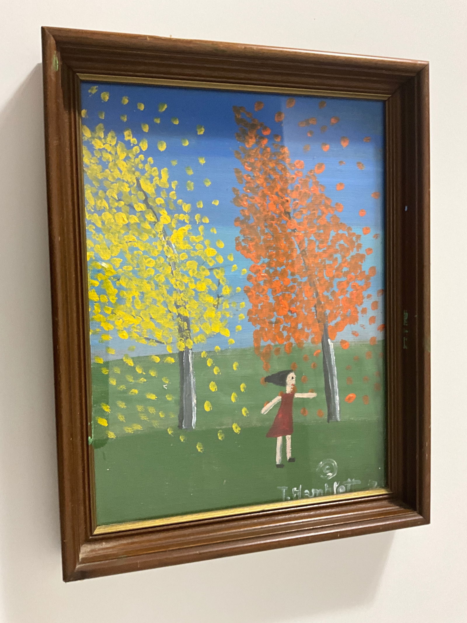 Theora Hamblett oil on canvas: Measures 12 x 9 inches sight, framed 13 x 10.5 inches, signed lower right, gallery label verso, after Hamblett