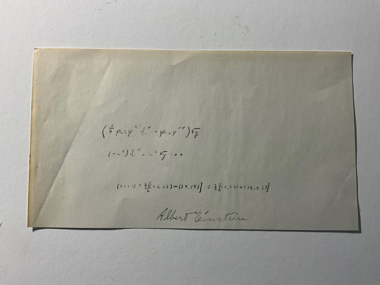 Albert Einstein hand written mathematical equation signed (1 of 1)