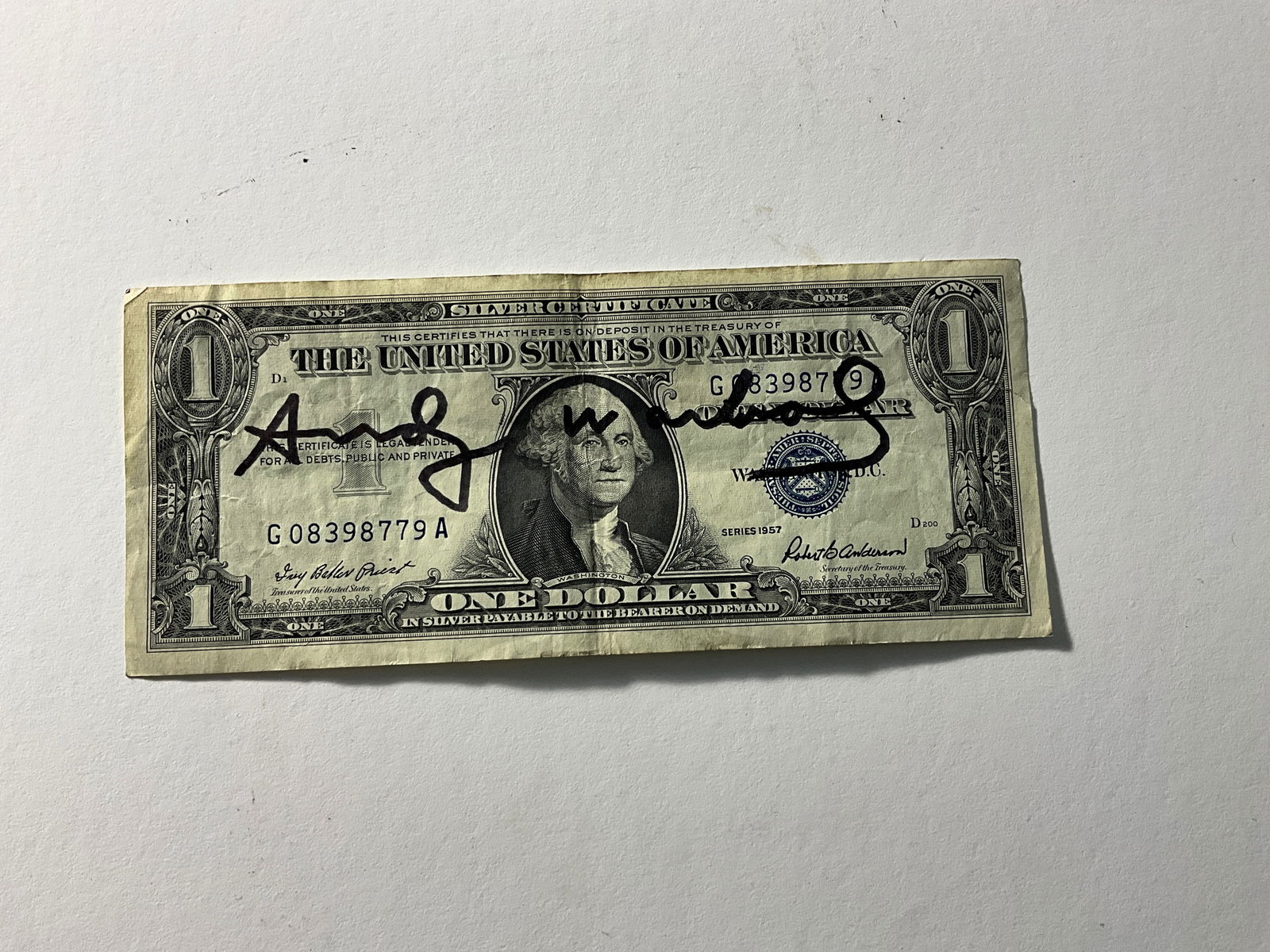 Andy Warhol 1957 Silver Certificate marker signed (1 of 1)