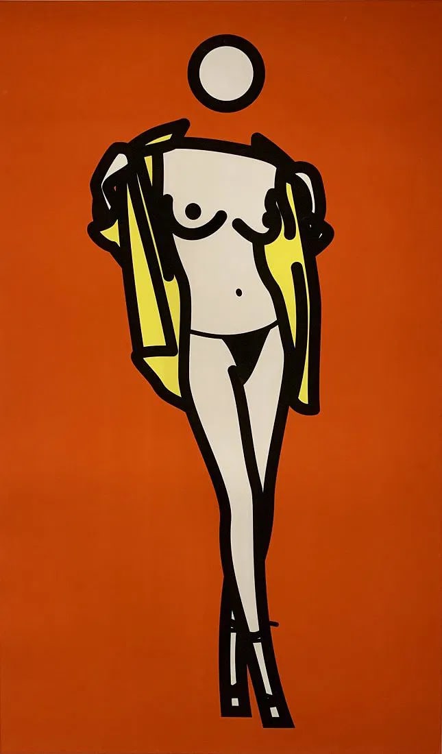 Julian Opie, Serigraph, "Woman taking Off Man: Julian Opie (1958-) “Woman Taking Off Man's Shirt Sheet measurements 39 x 24 inches, unsigned
