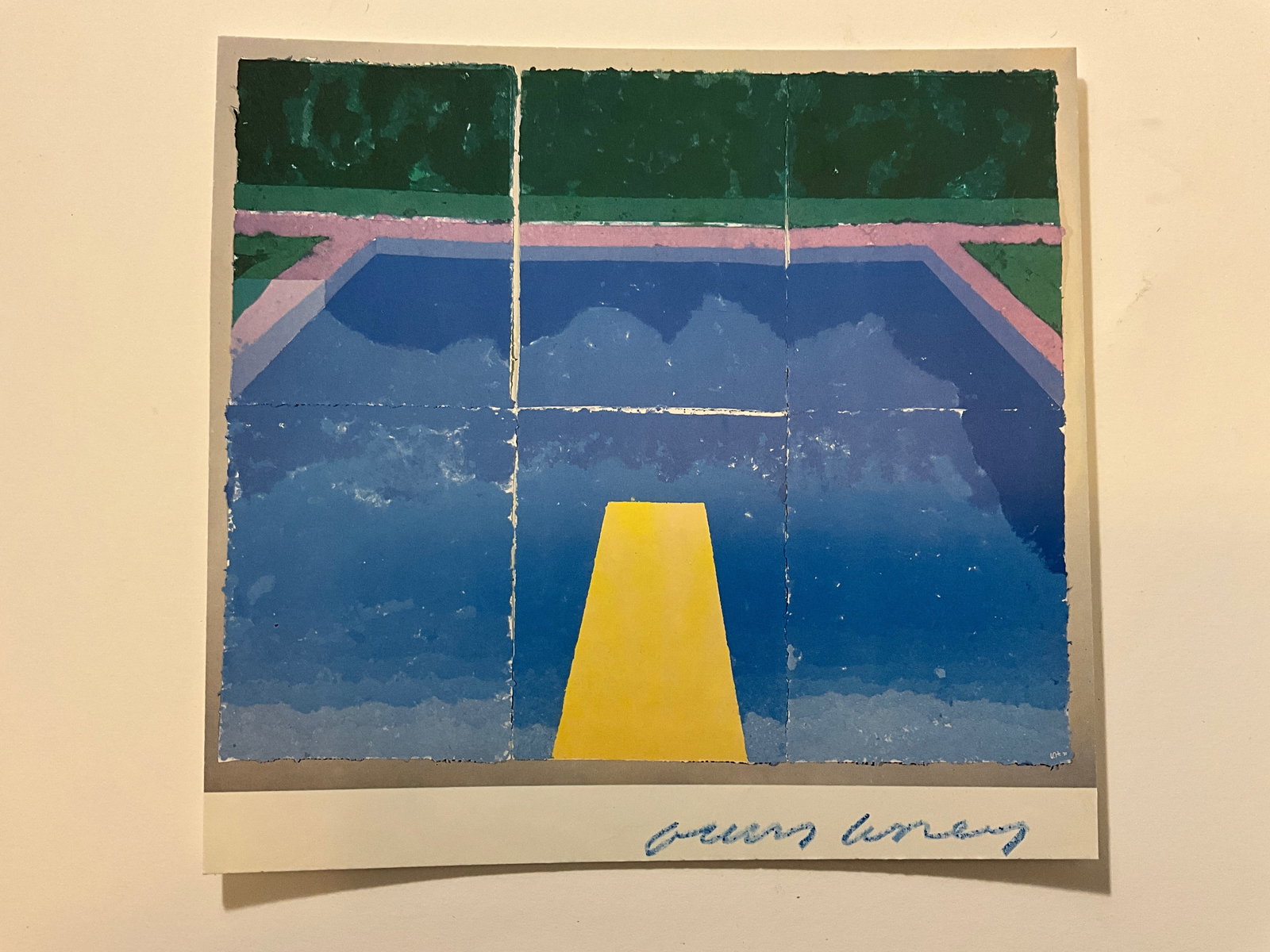 David Hockney Swimming Pool signed: Signed by the artist in crayon lower right