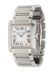 CARTIER, STAINLESS STEEL 'TANK FRANCAISE' WATCH