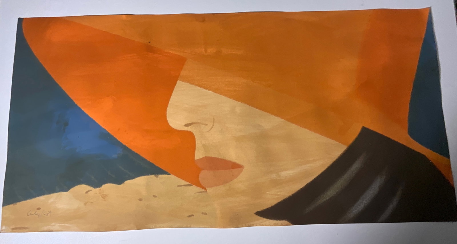 Alex Katz Orange Hat Print pencil signed: Measures 36 x 18 inches, signed lower left