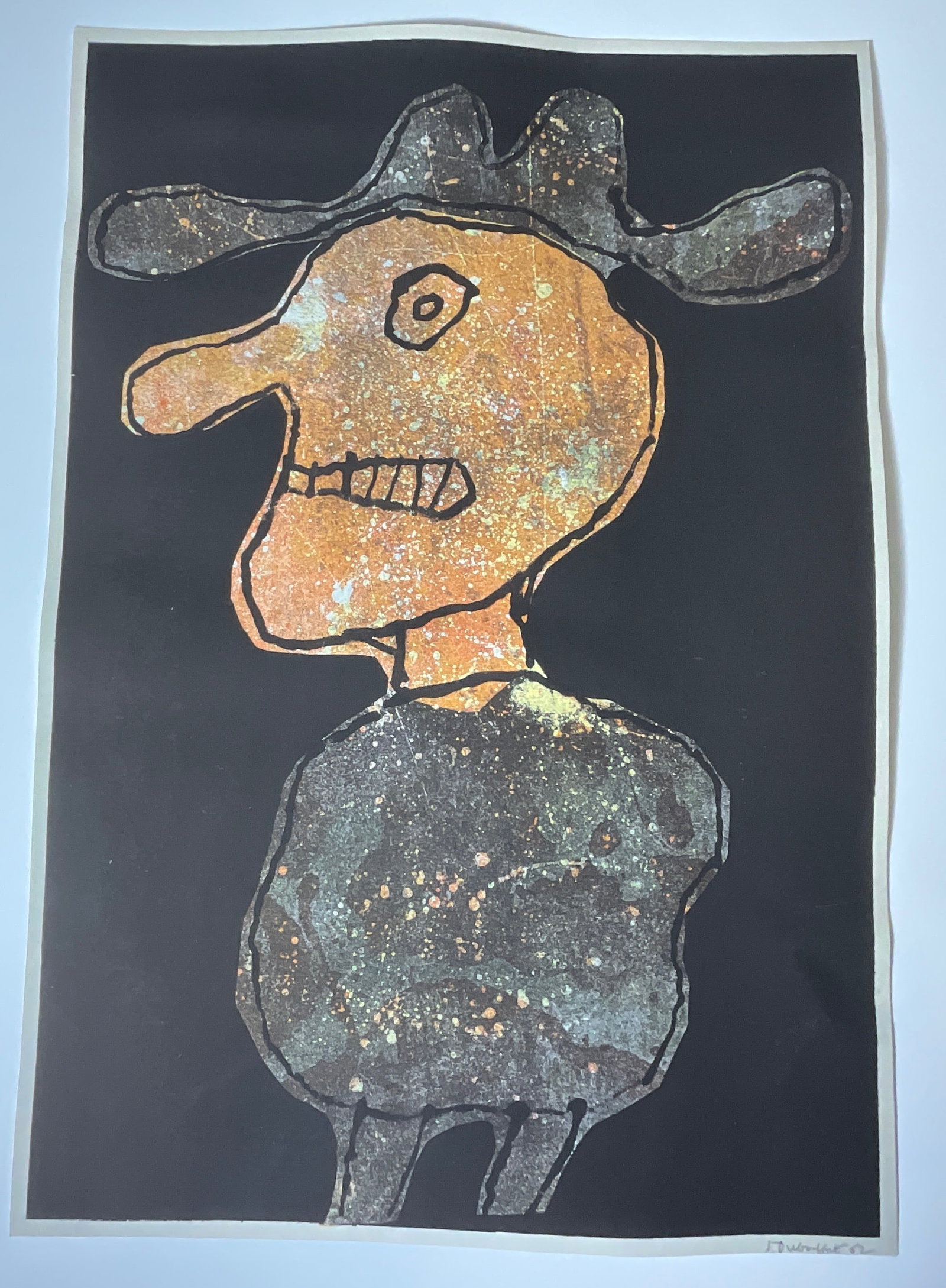 Jean Dubuffet Personnage au Chapeau print: Measures 25.5 x 17.5 inches, signed lower right