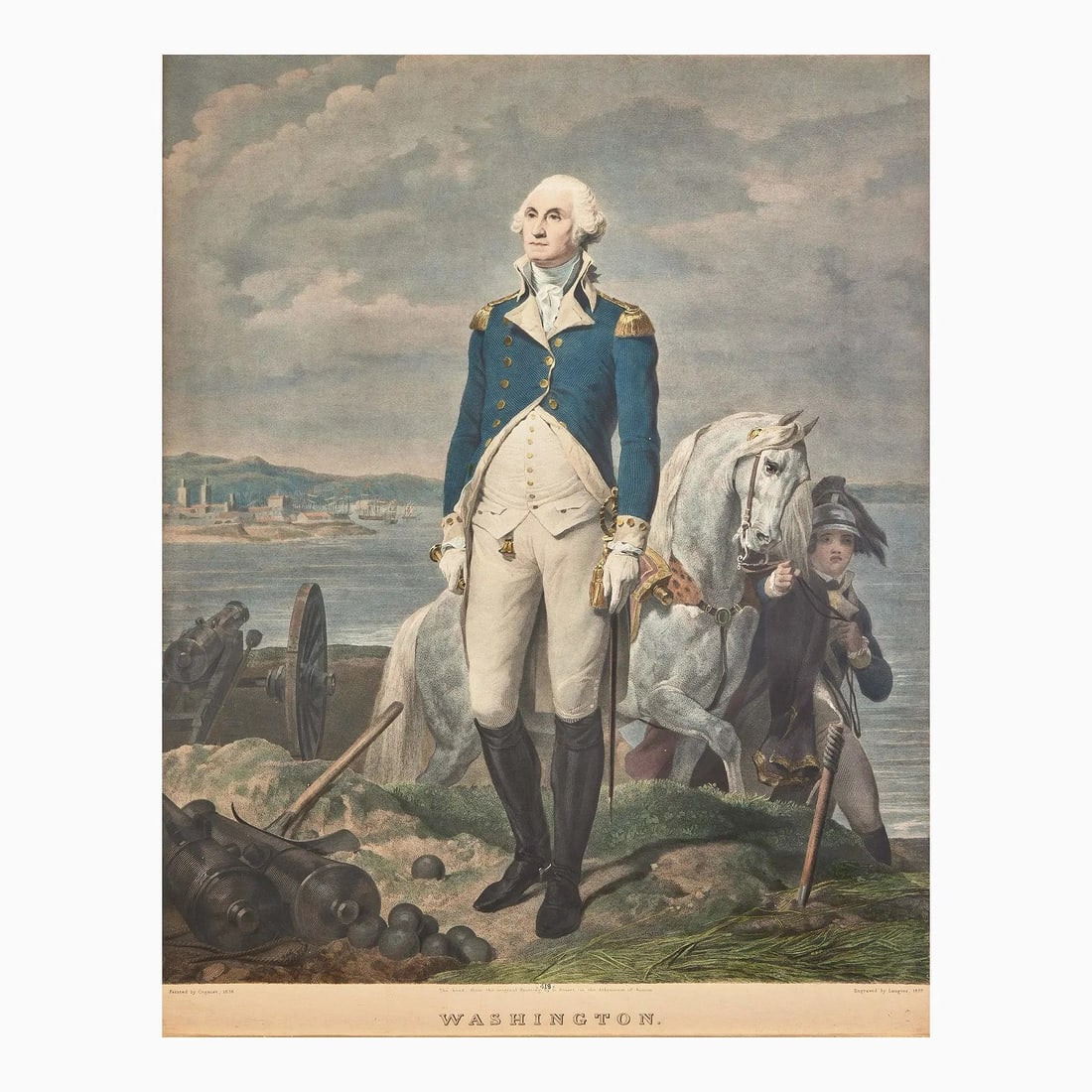 Presidential George Washington: [Presidential] [Washington, George] Washington (New York: James Herring), 1839. Hand-colored engraving, by (Jean Nicolas) Laugier, after (Leon) Cogniet and Gilbert Stuart; 27 x 21 inches