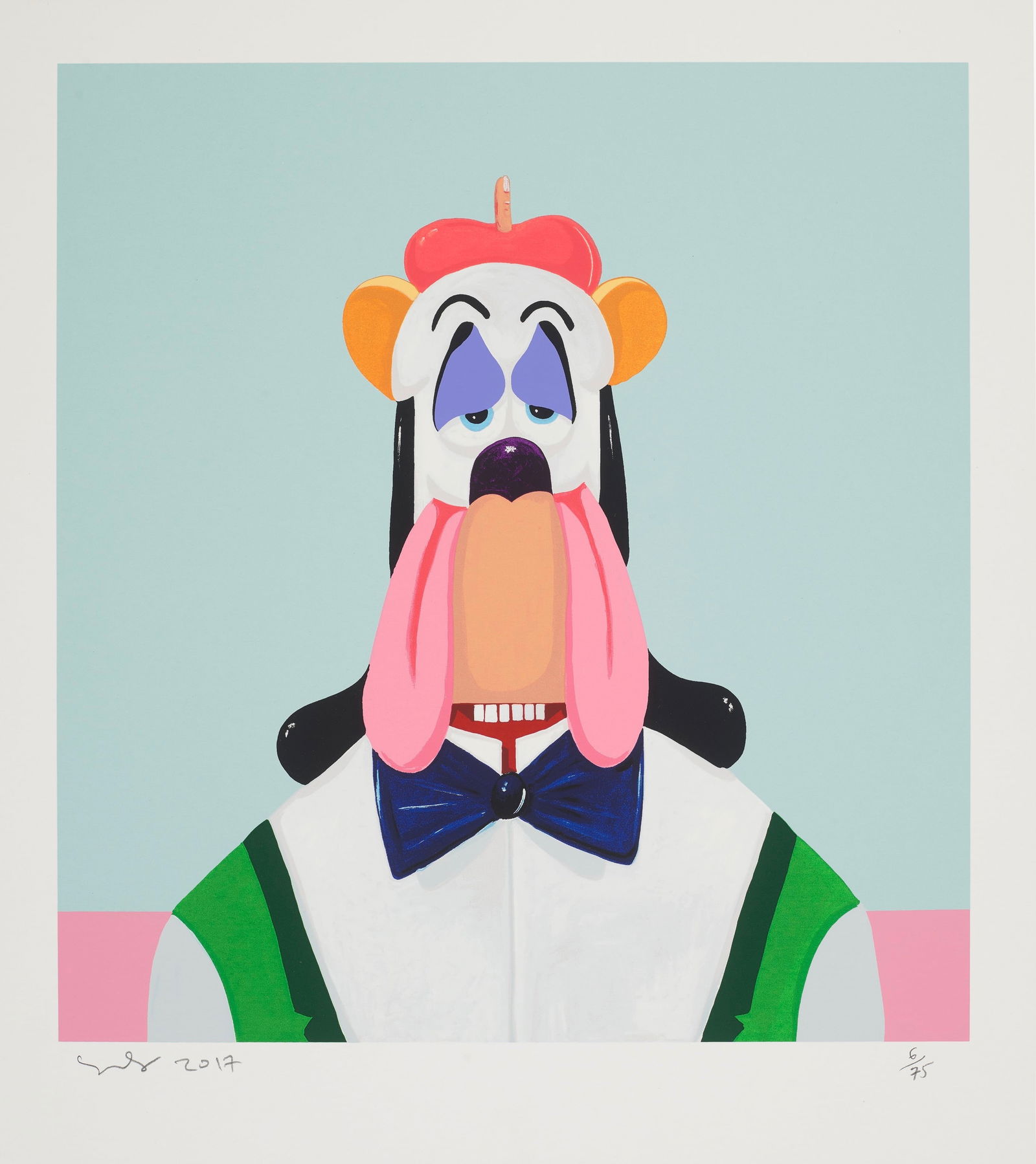 GEORGE CONDO (B. 1957) Droopy Dog Abstraction: GEORGE CONDO (B. 1957) Droopy Dog Abstraction signed, dated and numbered in pencil screenprint in colors, on Coventry Rag paper Measures approx 18 x 16 inches