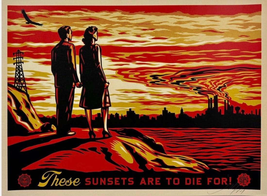 Obey These Sunsets Are To Die For! Offset Lithograph: Measures 36 x 24 inches, pencil signed and numbered by the artist