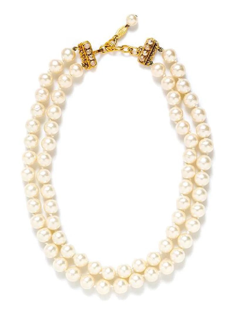 Chanel Pearl Strand Necklace 1980’s: A Chanel Pearl Strand Necklace, Stamped: Chanel. 17" inches length.