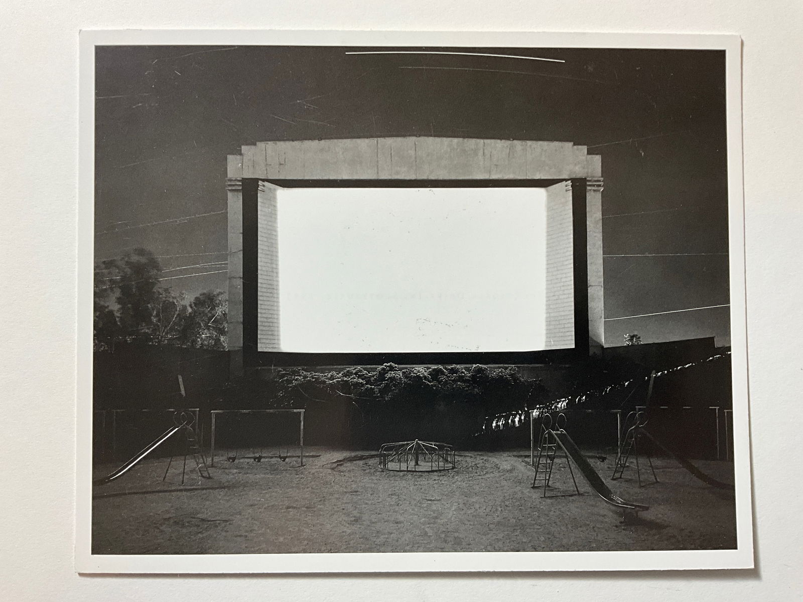 Hiroshi Sugimoto Tri City Drive-In, San Bernardino 1993: Glossy photo print, measures approx 10 x 18 inches, mounted to archival board
