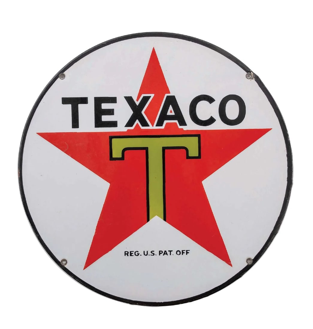 TEXACO PORCELAIN SIGN: 15 “ diameter, good overall condition